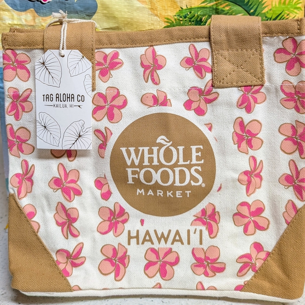 Whole Foods Hawaii Pink Plumeria Mini Tote Bag *SOLD OUT*